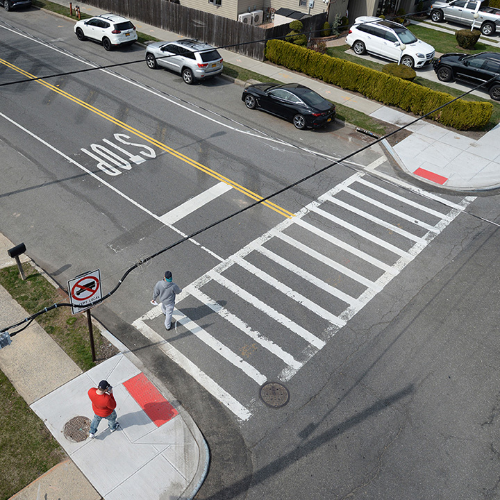 Aerial view of street