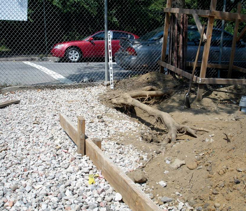 Ripped-up sidewalk