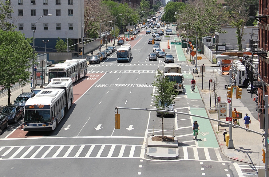 Street with bus and bike lane