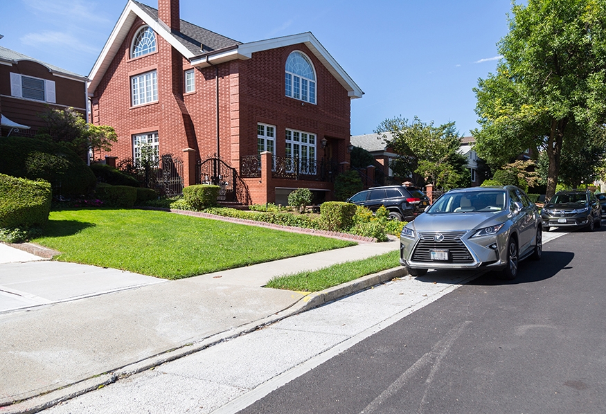 The side of a road paved with pervious concrete