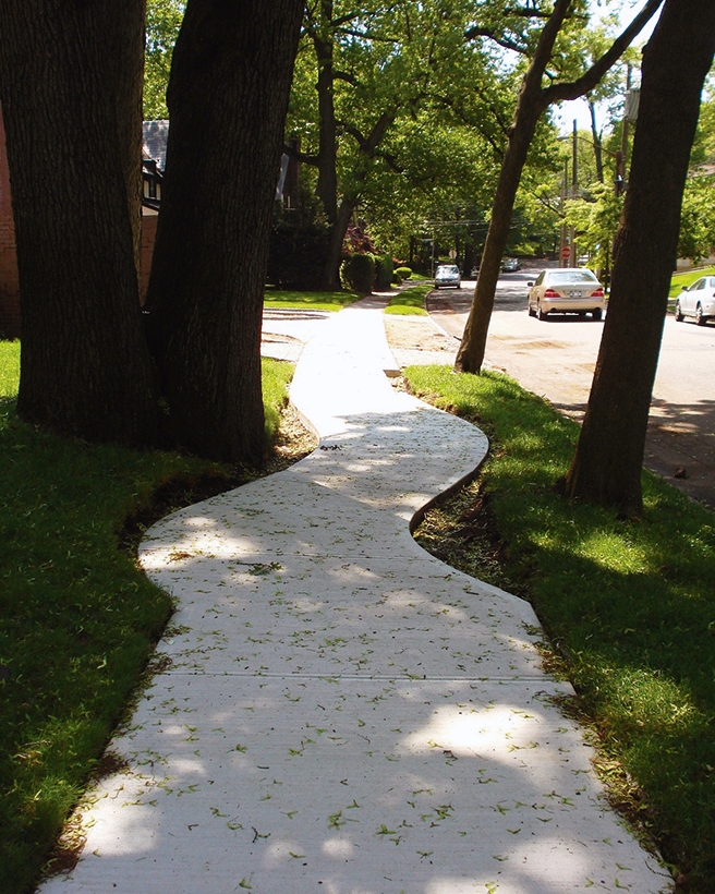 Sidewalk rerouted to avoid restricting tree growth