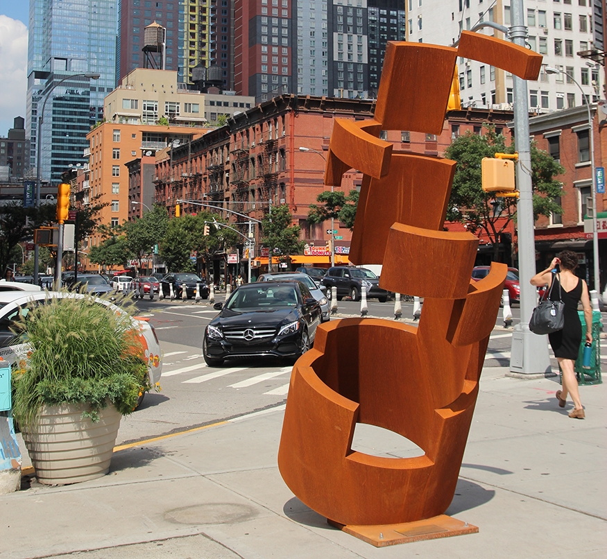 Abstract sculpture on a sidewalk